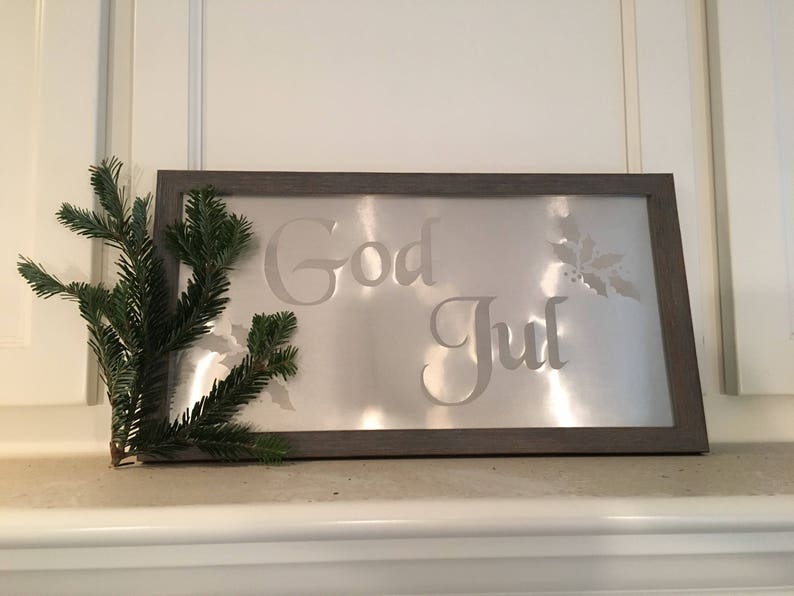 God Jul Engraved Aluminum Christmas Sign, Scandinavian Decor - Etsy
