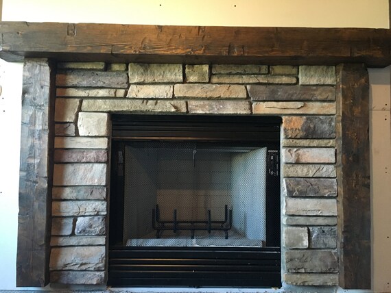 Wooden Mantel Fireplace Surround Hand Hewn Mantel Rough Etsy