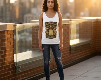 Camiseta sin mangas con ilustración de botella de Jack Daniels Honey / Etiqueta de whisky
