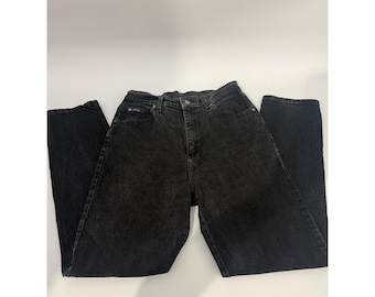 Vintage Riders by Lee Black High Waisted Tapered Leg Denim Jeans Womens 29x28