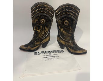 El Vaquero NIKITA Brush Oro Gold metallic enkellaarsjes 37, Italië Retail: 1200