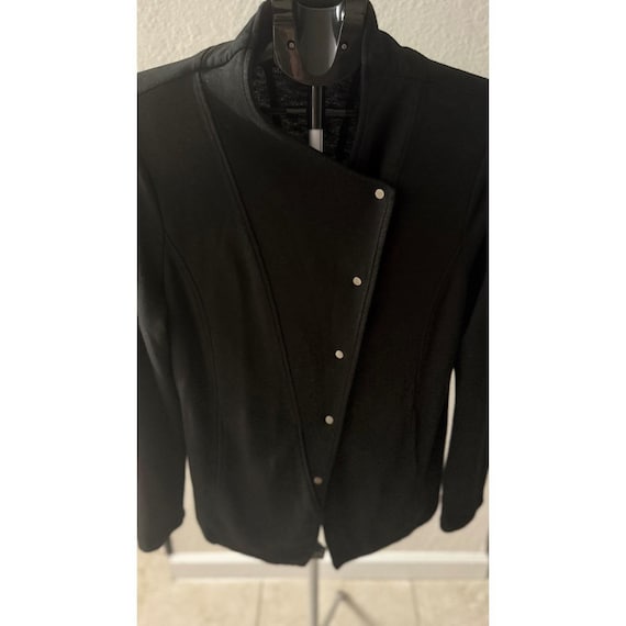 Eileen Fisher, Eileen Fisher Black Asymmetrical Snap Front Jacket Minimalist Avant Garde L