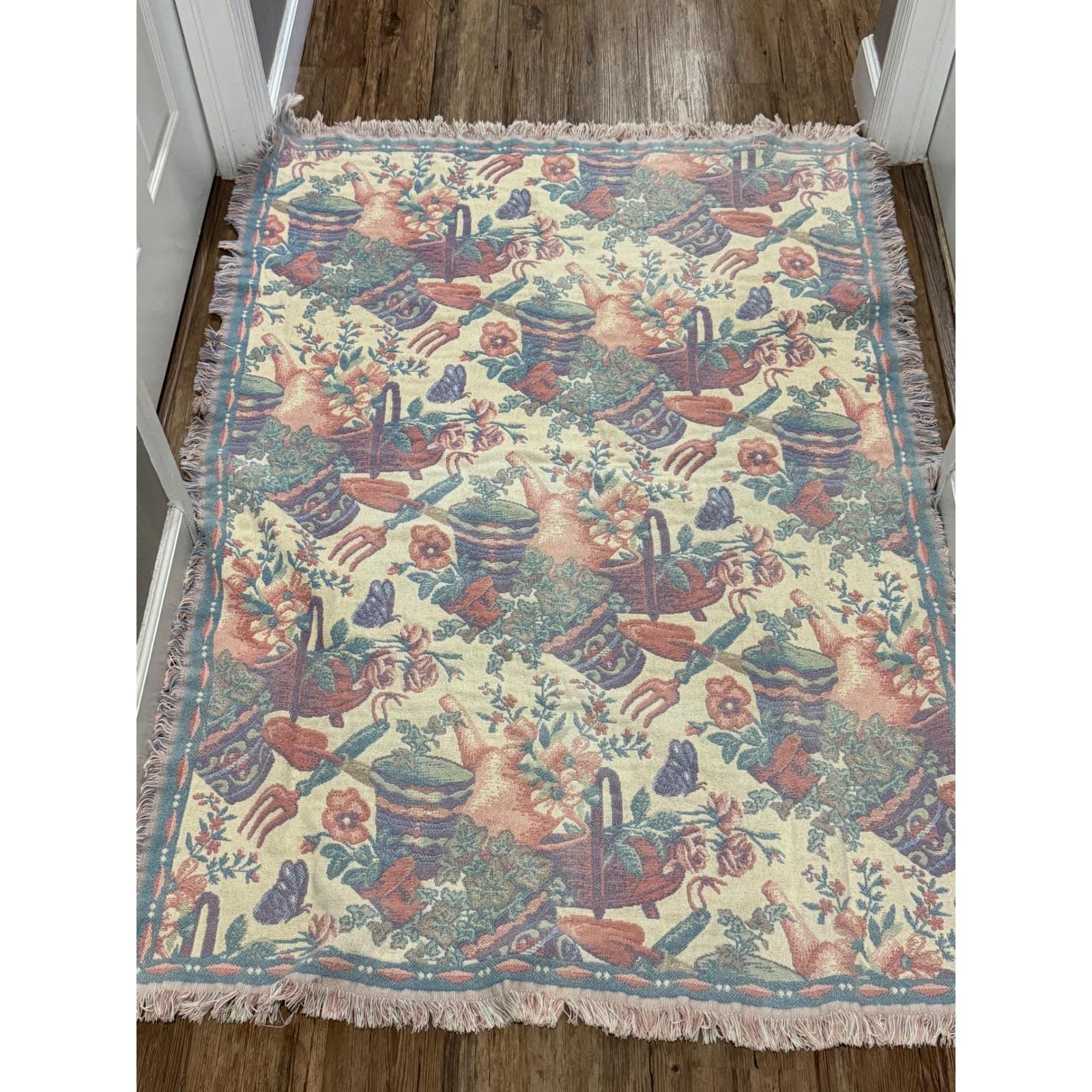 希少 Goodwin Weavers ヴィンテージラグ テニス柄 USA製 タグ Goodwin Weavers Throw - Etsy