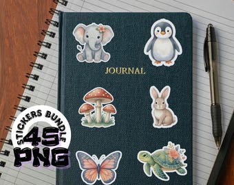 Cute Woodland & Forest Animals Stickers Bundle, Digital Planner Daily Sticker Sheet Printable PNG Set Digital Download