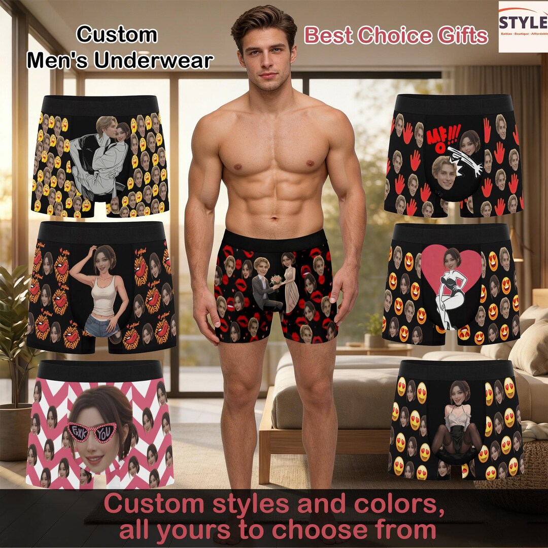 Custom Briefs Personalized Men's Boxer Briefs | Custom Photo Underwear - Etsy