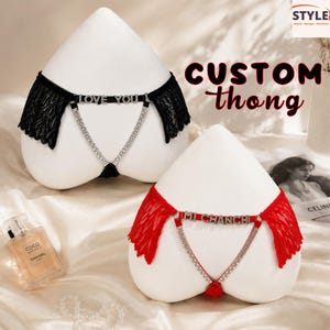 Tanga para mujer a medida, lencería de encaje personalizada, tanga con nombre, regalo romántico para ella, regalo de San Valentín