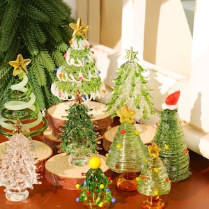Handmade Glass Christmas Tree, Seasonal decor, Gift for Christian