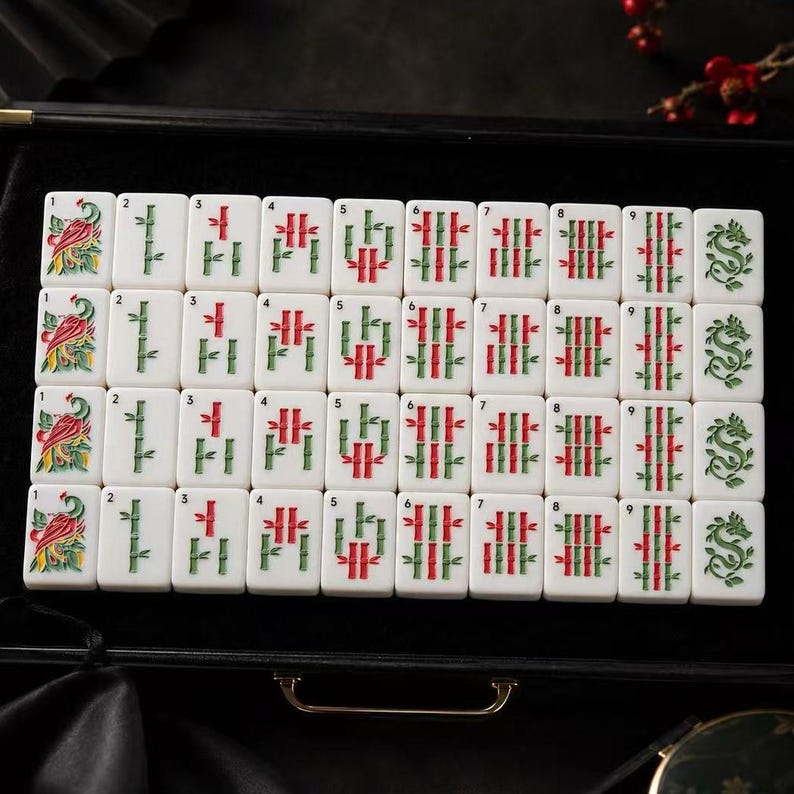 Set di Mahjong americano rosa perlato, tessere Mahjong floreali pastello, set da gioco in stile quarzo rosa, regalo per gli amanti del Mahjong immagine 6