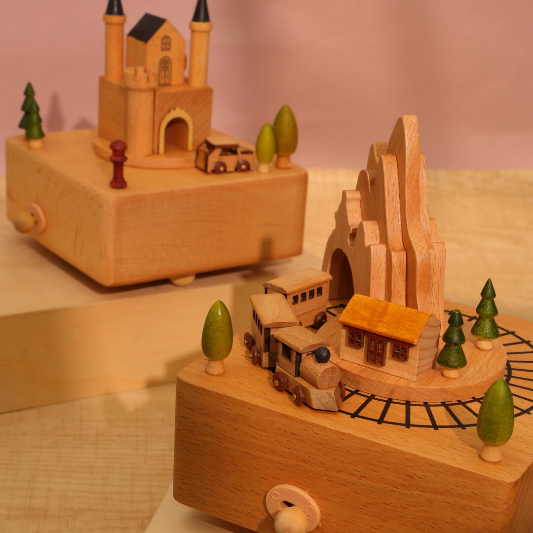 Personalized Wooden Anime Music Box – Castle Train Scene, Romantic ...
