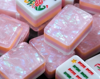 Pink Pearlescent American Mahjong Set, Pastel Floral Mahjong Tiles, Rose Quartz Style Game Set, Gift for Mahjong Lovers