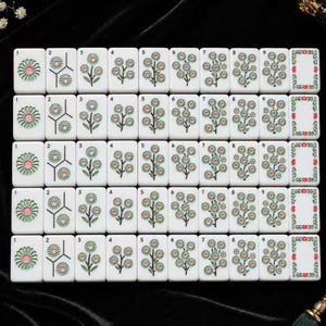 Set di Mahjong americano rosa perlato, tessere Mahjong floreali pastello, set da gioco in stile quarzo rosa, regalo per gli amanti del Mahjong immagine 3