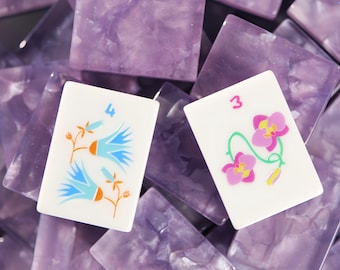 Purple Pearlescent American Mahjong Set, Lavender Acrylic Tiles, Floral Game Set, Gift for Mahjong Lovers