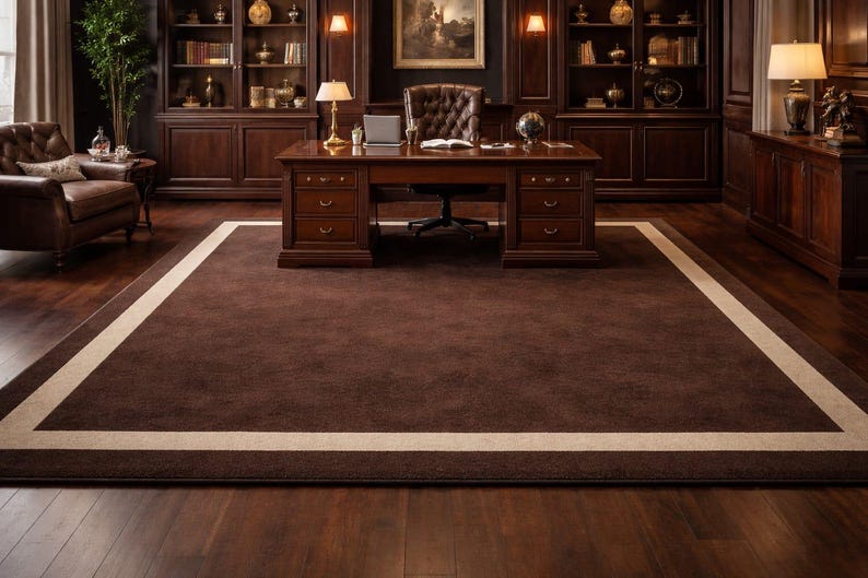 Luxury Brown Border Area Rug – Modern Two-tone Living Room Carpet - Etsy