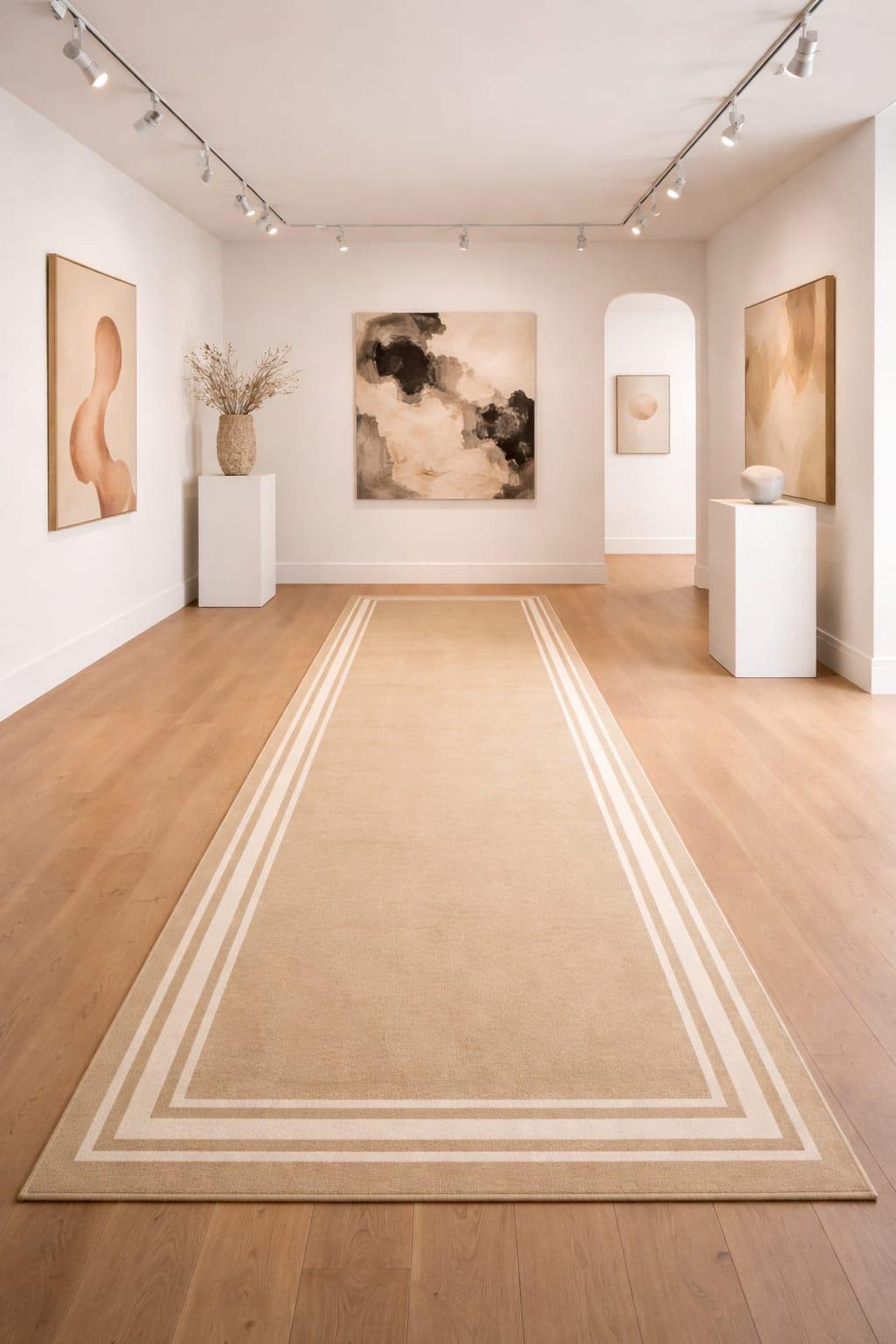 Handmade Neutral Border Area Rug – Beige Cream Minimalist Carpet - Etsy