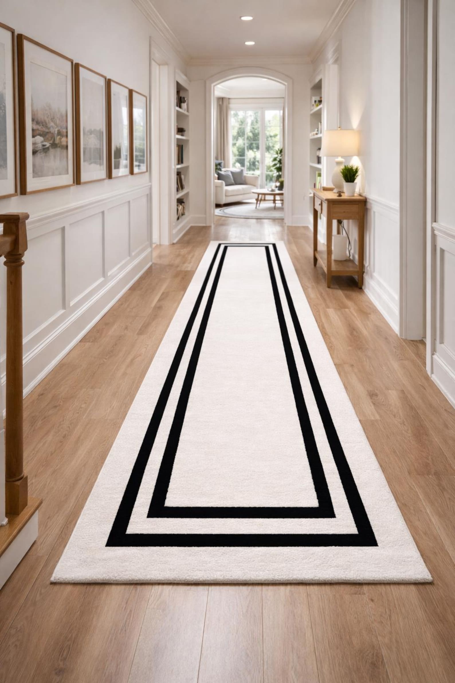 Rug Frameborder Luxury Ivory Area Rug With Black Frame Border | Modern Neutral Living ...