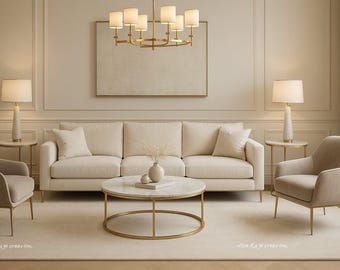 Hand Tufted Wool Rug | Modern Beige Geometric Area Carpet