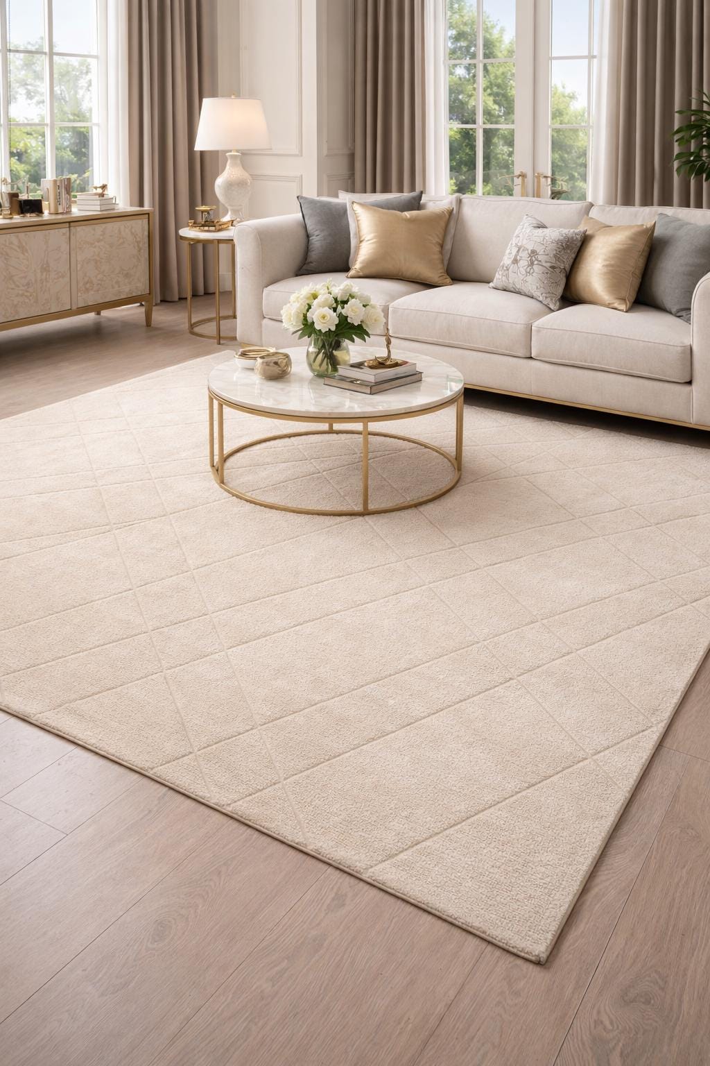 Handmade Beige Textured Rug | Modern Minimalist Plush Carpet - Etsy