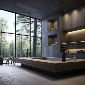 Grey Stone Spa Bathroom Art | Minimalist Modern Print (Digital Download)