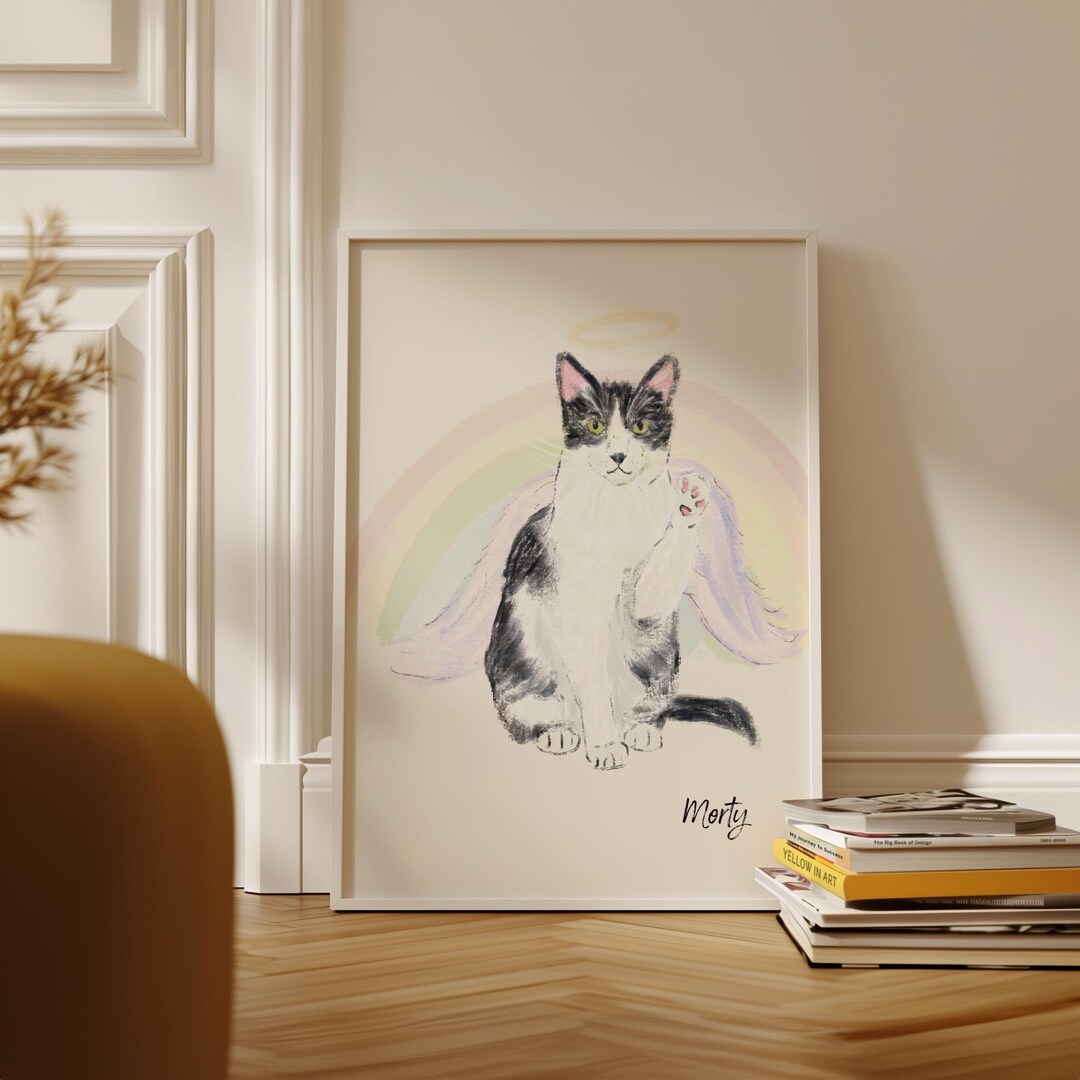 Custom Pet Portrait Watercolor Painting, Hand Drawn Cat Memorial ...