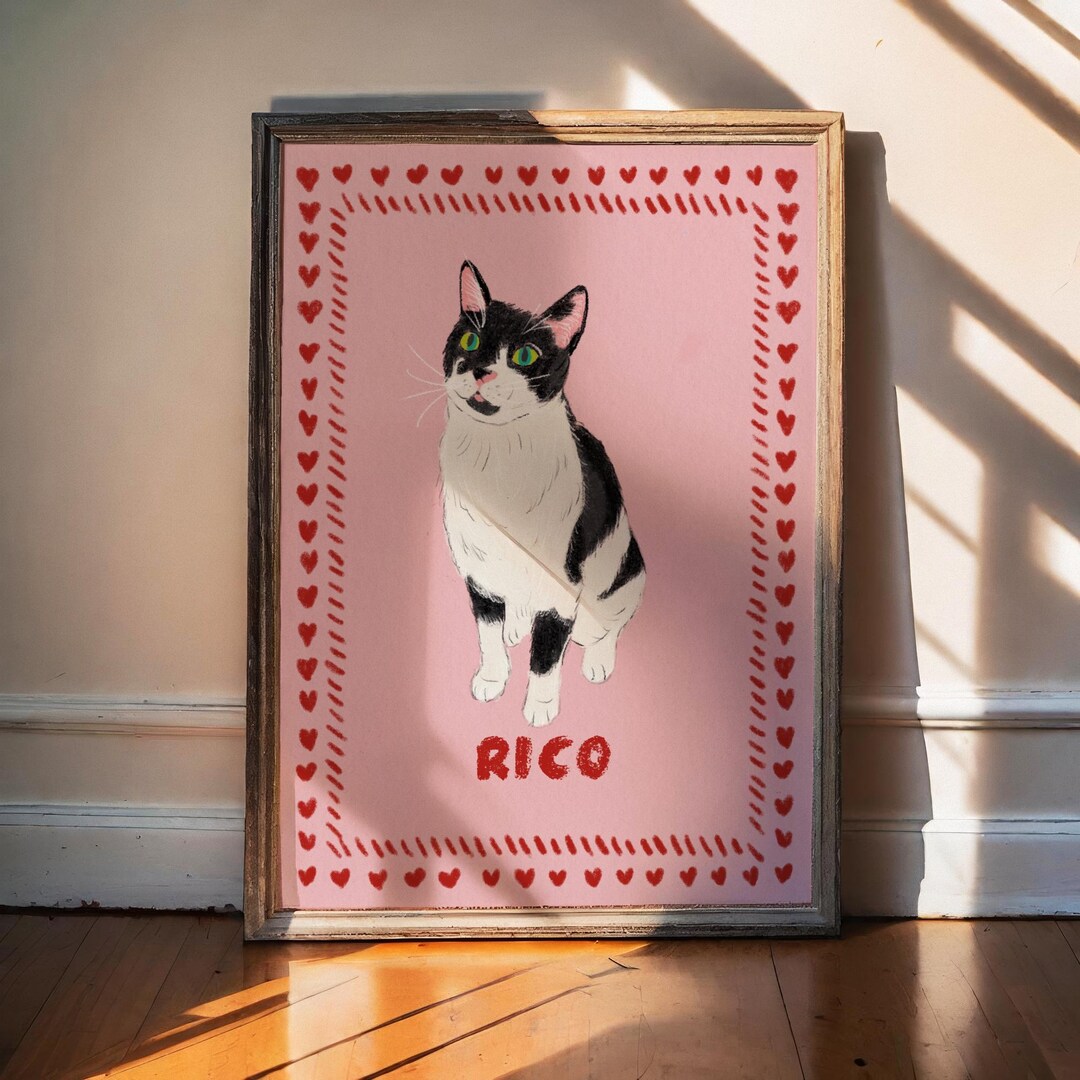 Funny Custom Pet Portrait, Funky Cat Portrait, Digital Pet Art ...