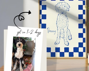 Custom Funky Pet Portrait, Personalized Dog Poster, Custom Badly Drawn Dog Portrait, Funky Hand Drawn Pet Wall Art, Retro Digital ARTWORK