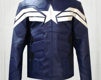 Giacca in vera pelle da uomo per cosplay di Capitan America