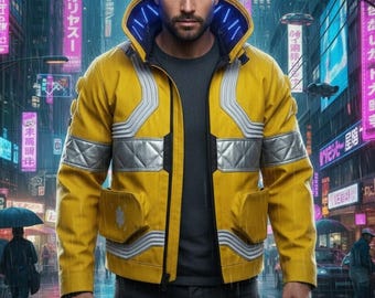 David Martinez Cyberpunk Edgerunners Futuristic Cosplay Costume with LED Collar for Men