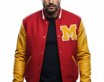 Michael Jackson inspired MJ Thriller Varsity Bomber Jacket for Men - M Logo Lettermen Jacket