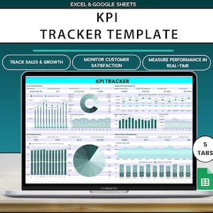 KPI Tracker Template | Business Performance Dashboard | Track Revenue, Goals & Metrics | Editable Spreadsheet for Businesses