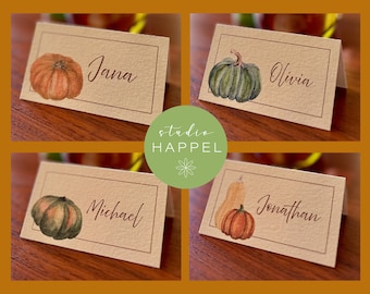 Thanksgiving Place Cards, Autumn, Pumpkin, Fall, Thanksgiving Decor, Set of 4 Digital Download