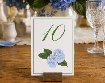 Hydrangea Table Numbers, Wedding Table Numbers, Bridal Shower, Wedding Reception, Original Hand-Painted Watercolor