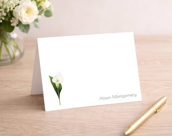 Tarjetas de felicitación plegables con diseño de cala pintadas a mano / Papelería floral (Descarga digital)