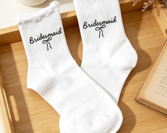 Bridesmaid Ruffle Socks, Bride Socks,Bridesmaid Socks, Wedding Party Socks, Bachelorette Party Favors, Maid of Honor Socks,Bridal Party Gift