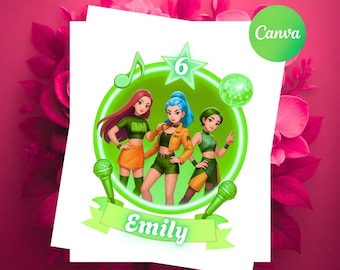 Adorno editable para tarta de cumpleaños de Kpop, decoración personalizada para fiestas (descarga digital)