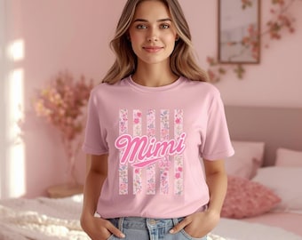 Paquete de 16 PNG de estampado floral a rayas "Mama Coquette", diseño floral moderno para sublimación "Mimi Nana Gigi", diseño "Preppy Mom", regalo para el Día de la Madre.