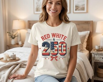 PNG rojo, blanco y 250.º aniversario, diseño de lazo patriótico, gráfico de camiseta de la libertad de Estados Unidos 1776-2026, Día de la Independencia retro de EE. UU.