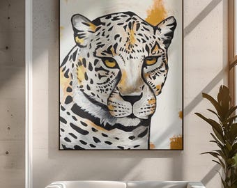 Stampa artistica da parete con ghepardo reale leopardo giaguaro, stampa artistica da parete su tela da 40,6 x 61 cm senza cornice (40,6 x 61 cm senza cornice