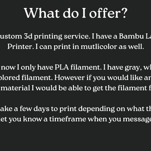 Affordable, good quality, quick Bambu Lab PS1 Custom 3d Printer Service - Message me for more details image 2