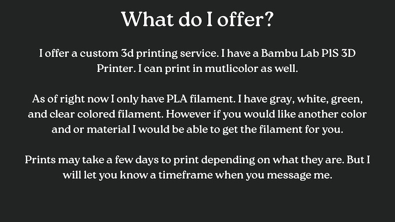 Affordable, good quality, quick Bambu Lab PS1 Custom 3d Printer Service - Message me for more details image 2
