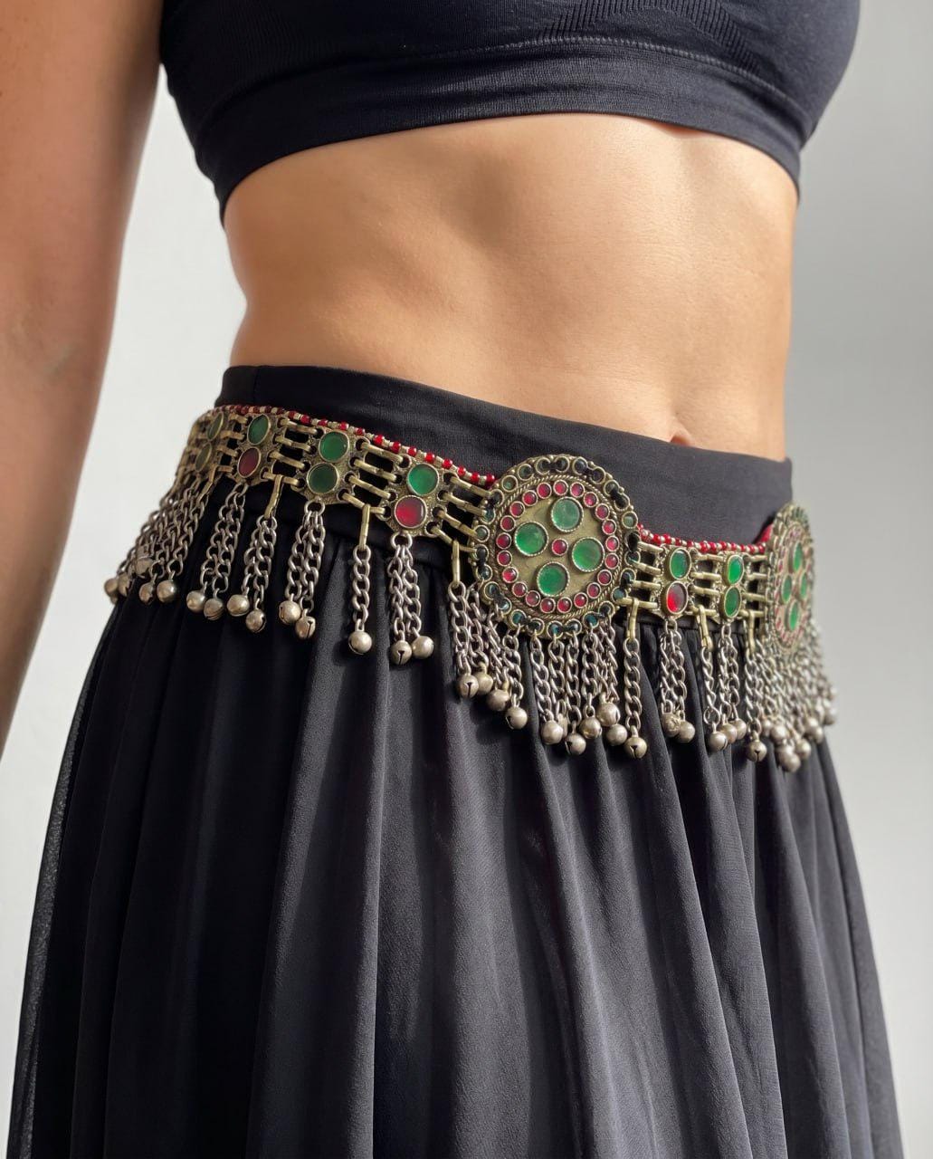 Heavy Beaded Belly Dance Hip Belt Black Gold Fringe Festival Tribal Fusion ATS Ats Dance Belt - Etsy UK main image 3