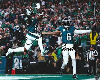 A.J. Brown & DeVonta Smith Dual Signed Philadelphia Eagles NFL 8x10 Photo with COA