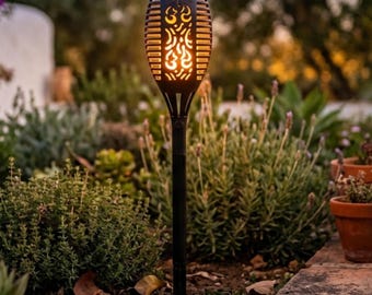 Torce solari da esterno impermeabili con effetto fiamma tremolante, luci per vialetti da giardino, illuminazione paesaggistica a energia solare, decorazione per patio e cortile.