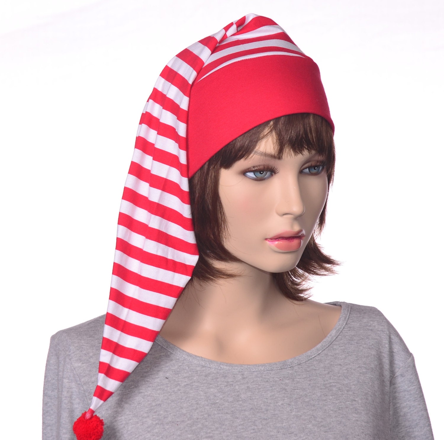 Nightcap Red White Stripes Night Cap Sleeping Hat Men Women Etsy