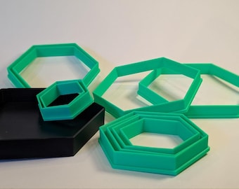 10-Piece Nesting Hexagon Cutters with Storage Case | Modular Studio Forms