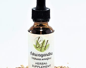 Ashwagandha Root Tincture - Handcrafted Herbal Extract Dropper Bottle - Withania somnifera - Natural Plant Based Vegan - Lowcountry Herbs
