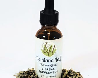 Damianabladtinctuur 1oz - handgemaakte druppelfles met kruidenextract - Turnera diffusa - plantaardig veganistisch - Lowcountry Herbs