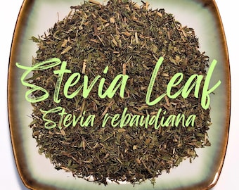Folhas de estévia secas - Folhas orgânicas secas a granel - Stevia rebaudiana - Ervas doces cortadas e peneiradas para chá de ervas