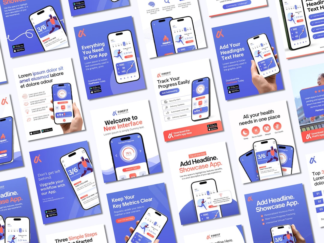 Mobile App Canva Templates | App Promo Instagram Feed Posts | App UI ...