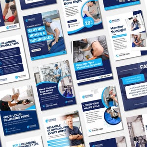 Loodgieter Instagram-sjablonen Canva, Marketingposts loodgieterbedrijf