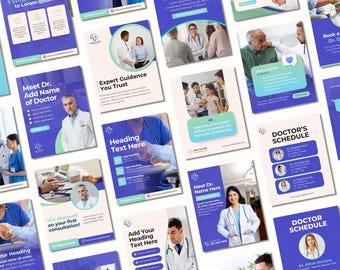 Medical Clinic Social Media Templates | Doctor & Healthcare Canva Bundle | Editable Instagram Posts, Carousels